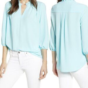 Gibsonlook Tulip Split Neck Top Size S Color Mint Ice NWOT
